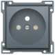 Set de finition pour prise de courant avec broche de terre et obturateurs de protection, profondeur d’encastrement de 28,5 mm, couleur blue grey coated