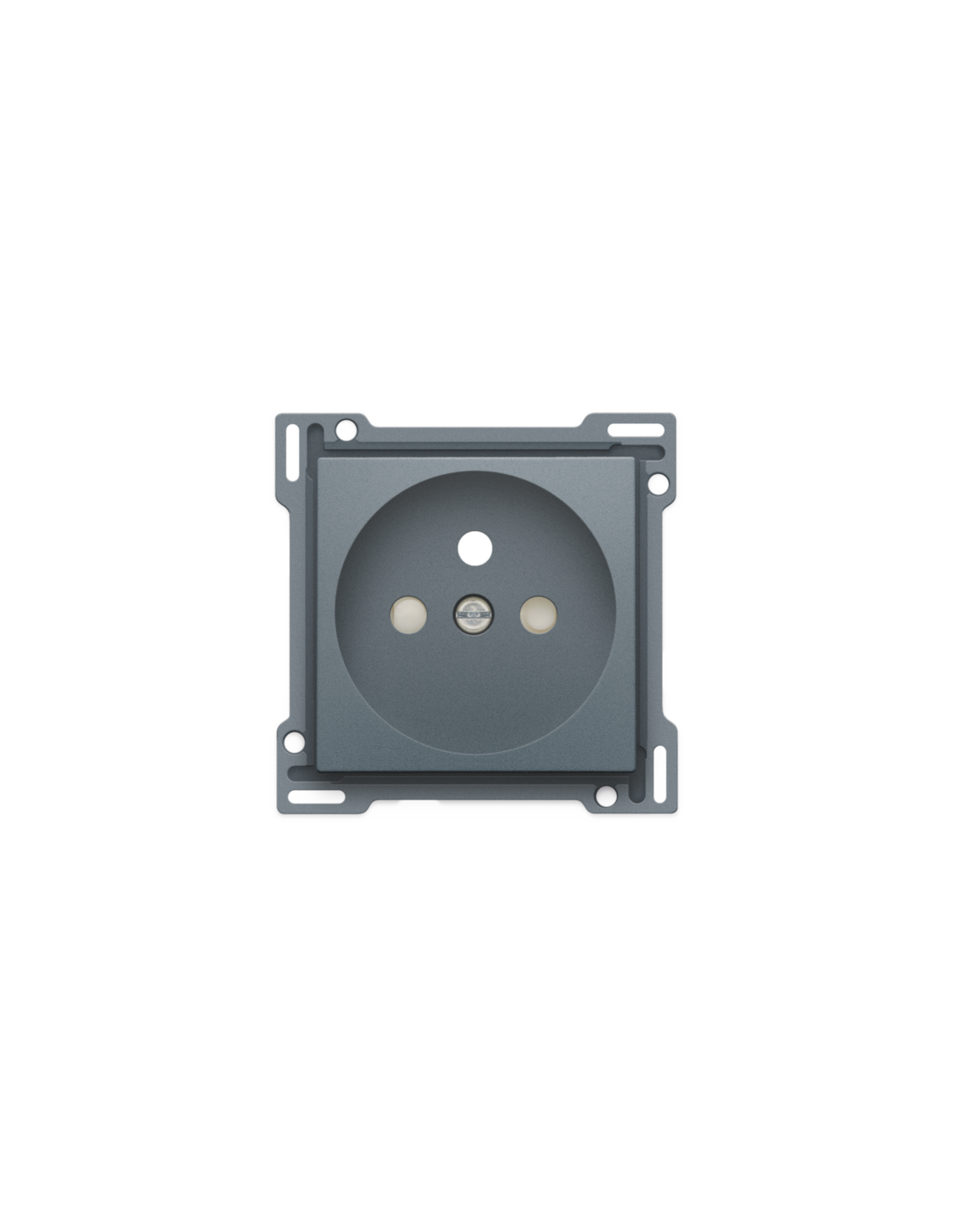 Set de finition pour prise de courant avec broche de terre et obturateurs de protection, profondeur d’encastrement de 28,5 mm, couleur blue grey coated