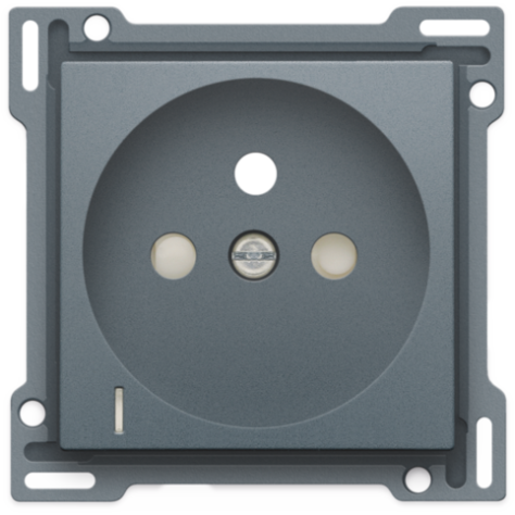 Set de finition avec voyant transparent pour prise de courant avec indication de tension, broche de terre et obturateurs de protection, profondeur d'encastrement de 28,5 mm, couleur blue grey coated