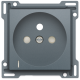 Set de finition avec voyant transparent pour prise de courant avec indication de tension, broche de terre et obturateurs de protection, profondeur d'encastrement de 28,5 mm, couleur blue grey coated