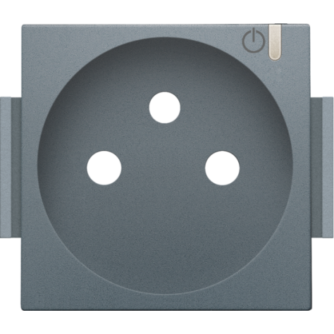 Set de finition pour prise de courant connectée commutable avec broche de terre et touche de commande, couleur blue grey coated