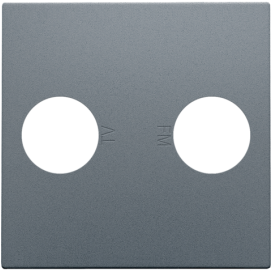 Set de finition avec 2 connexions coaxiales simples pour TV et FM, couleur blue grey coated