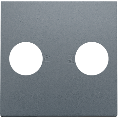 Set de finition avec 2 connexions coaxiales simples pour TV et FM, couleur blue grey coated