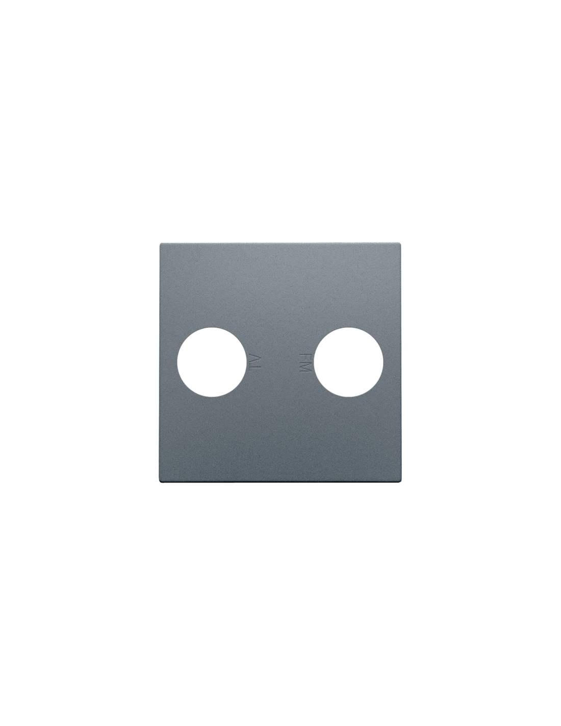 Set de finition avec 2 connexions coaxiales simples pour TV et FM, couleur blue grey coated