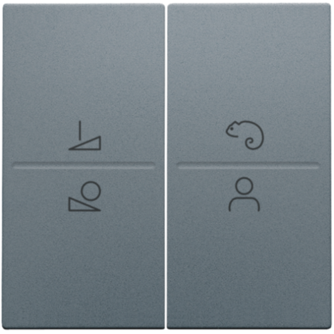 Set de finition pour un interrupteur ou un bouton-poussoir sans fil avec 4 boutons de commande et une commande de LED, couleur blue grey coated