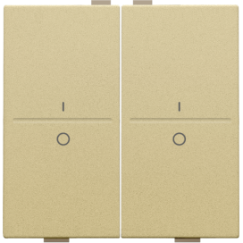 Touche double avec marquage I et 0 pour interrupteur sans fil ou bouton-poussoir à 4 boutons de commande, couleur gold coated