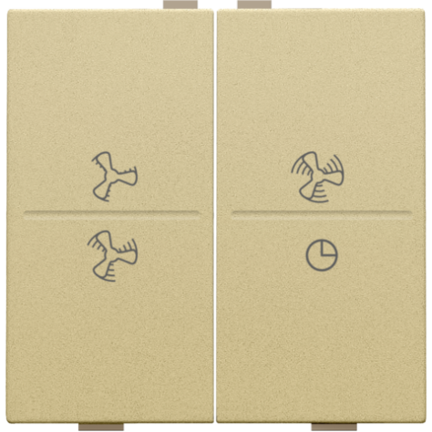 Touche double avec symbole ventilation 0 à 3 pour interrupteur sans fil ou bouton-poussoir à 4 boutons de commande, couleur gold coated