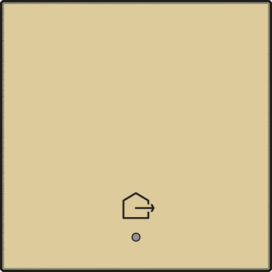 Set de finition avec lentille pour interrupteur simple connecté, symbole "quitter la maison", couleur gold coated