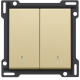 Set de finition avec double voyant pour interrupteur double allumage, interrupteur va-et-vient + bouton-poussoir N.O., interrupteur va-et-vient double ou bouton-poussoir double N.O. ou N.F., couleur gold coated