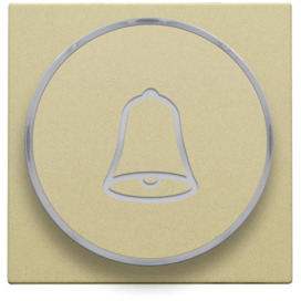 Set de finition avec anneau transparent avec symbole sonnette pour bouton-poussoir 6 A avec LED couleur ambre avec culot E10, couleur gold coated