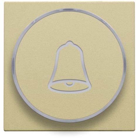 Set de finition avec anneau transparent avec symbole sonnette pour bouton-poussoir 6 A avec LED couleur ambre avec culot E10, couleur gold coated