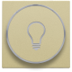 Set de finition avec anneau transparent avec symbole lampe pour bouton-poussoir 6 A avec LED couleur ambre avec culot E10, couleur gold coated