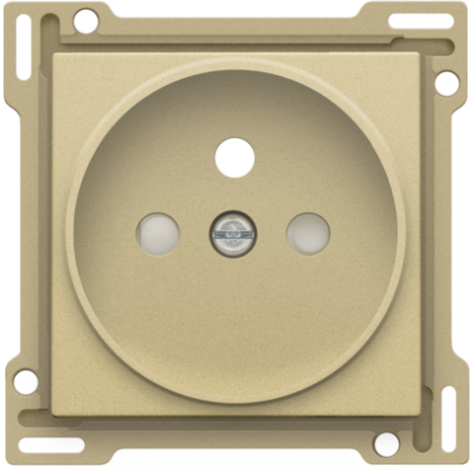 Set de finition pour prise de courant avec broche de terre et obturateurs de protection, profondeur d’encastrement de 21 mm, couleur gold coated