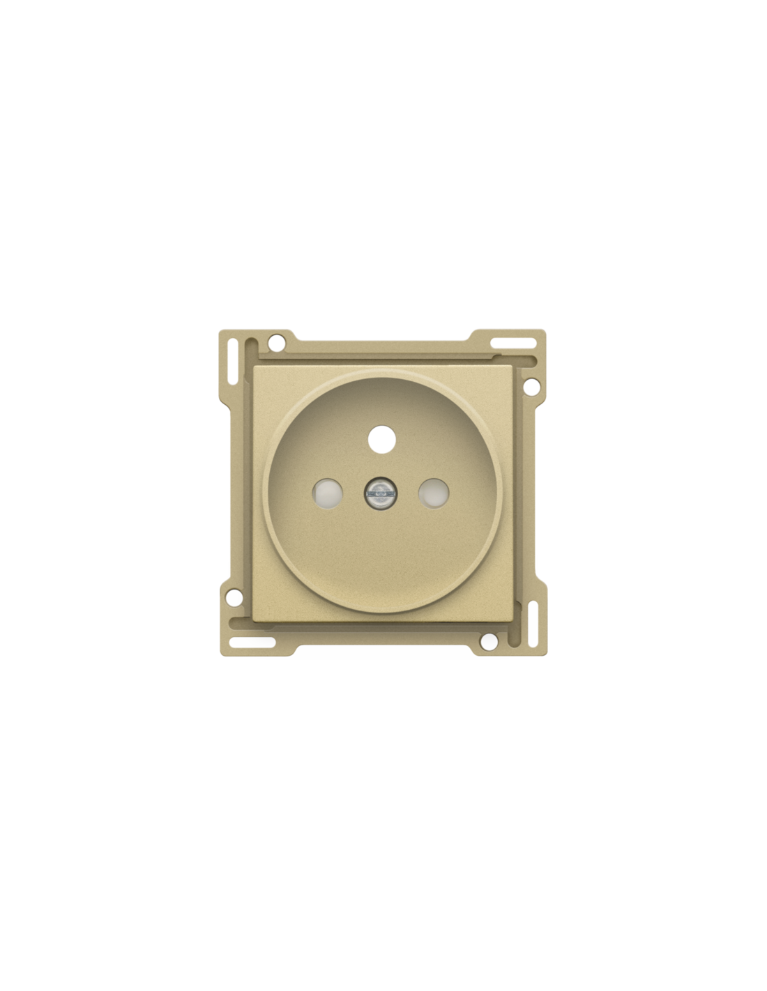 Set de finition pour prise de courant avec broche de terre et obturateurs de protection, profondeur d’encastrement de 21 mm, couleur gold coated