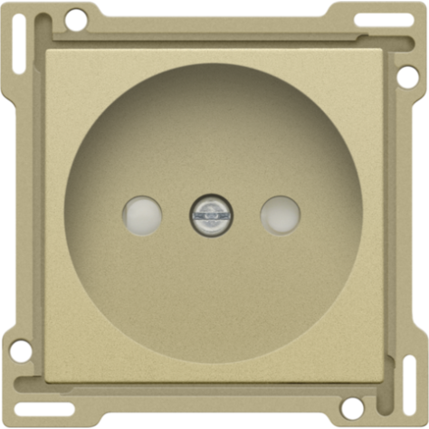 Set de finition pour prise de courant sans terre, avec obturateurs de protection, profondeur d’encastrement de 21 mm, couleur gold coated