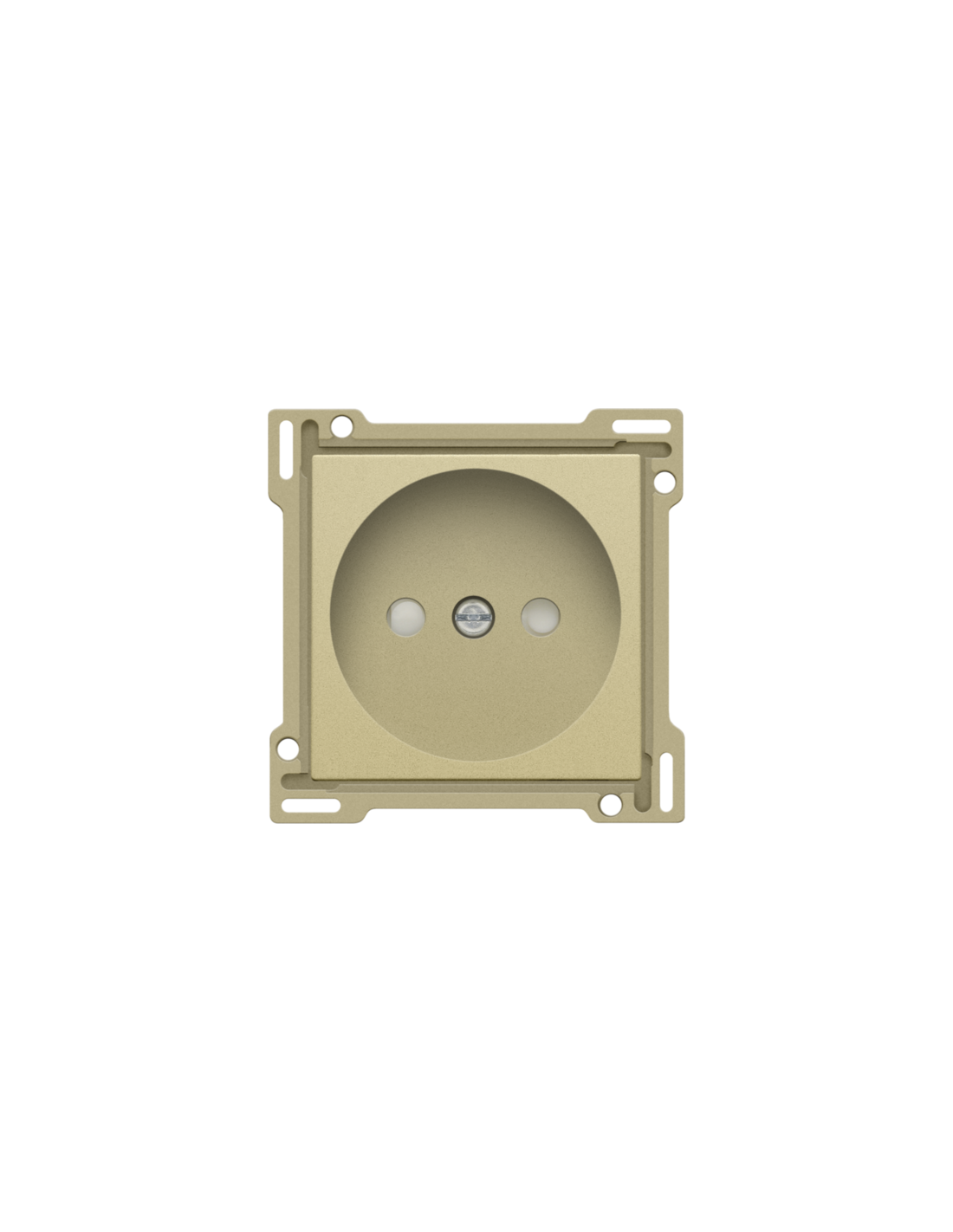 Set de finition pour prise de courant sans terre, avec obturateurs de protection, profondeur d’encastrement de 21 mm, couleur gold coated