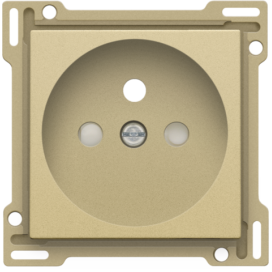 Set de finition pour prise de courant avec broche de terre et obturateurs de protection, profondeur d’encastrement de 28,5 mm, couleur gold coated