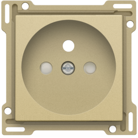 Set de finition pour prise de courant avec broche de terre et obturateurs de protection, profondeur d’encastrement de 28,5 mm, couleur gold coated