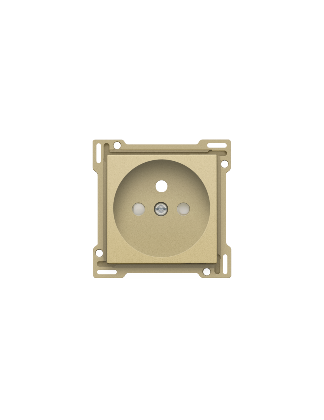Set de finition pour prise de courant avec broche de terre et obturateurs de protection, profondeur d’encastrement de 28,5 mm, couleur gold coated