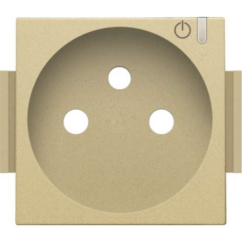 Set de finition pour prise de courant connectée commutable avec broche de terre et touche de commande, couleur gold coated