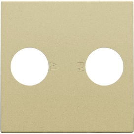 Set de finition avec 2 connexions coaxiales simples pour TV et FM, couleur gold coated