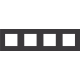 Plaque de recouvrement quadruple, entraxe de 71 mm, couleur Niko Pure alu black brushed
