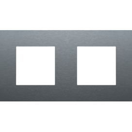 Plaque de recouvrement double avec un entraxe de 71 mm, couleur Niko Pure alu blue grey brushed