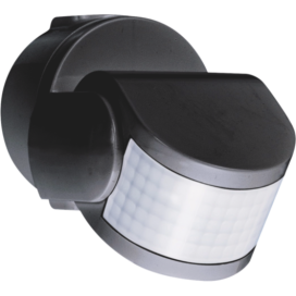 Détecteur de mouvement, 230 V, 12 m, 200°, IP55, pour montage mural ou encastrement, pour montage en saillie, couleur noir