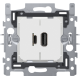 Double chargeur USB-A et USB-C intelligent, socle 60x71, fixation par griffes