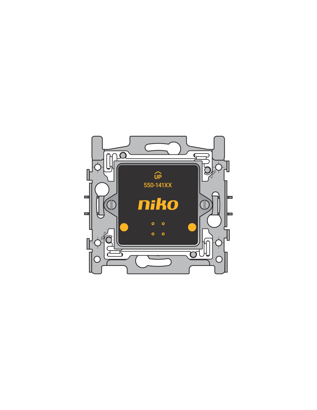 Platine murale simple avec socle pour Niko Home Control, 60 x 71 mm, fixation par griffes