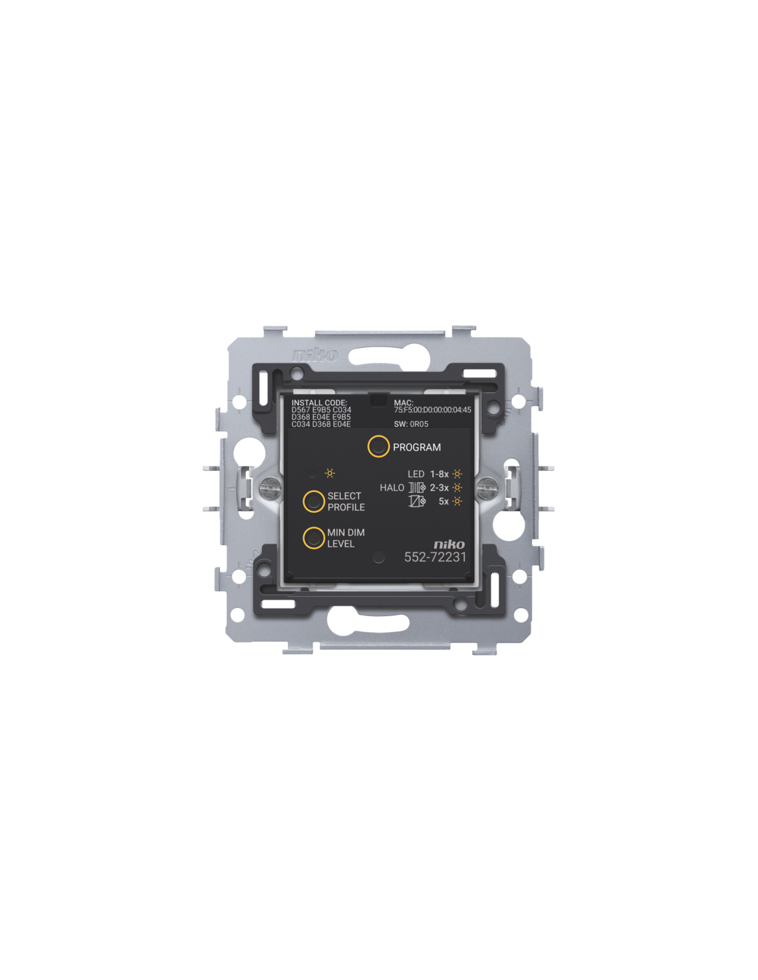 Variateur connecté, socle, 3-200 W, 2 fils, 71 x 71 mm, fixation par griffes, Zigbee®