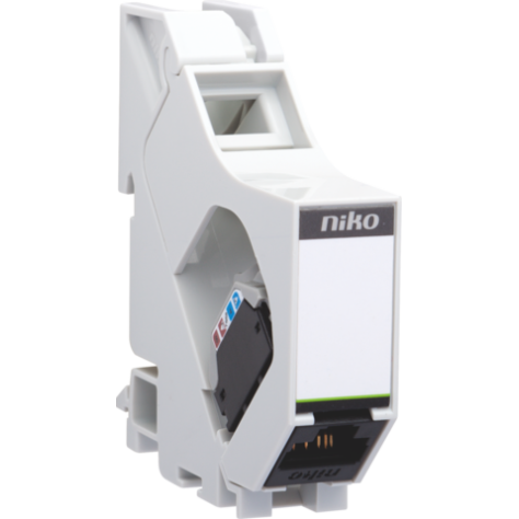 Module rail DIN avec connecteur RJ45 non blindé UTP Cat. 5E, prêt pour l'alimentation PoE++, pour montage central d’une prise RJ dans l’armoire de connexion