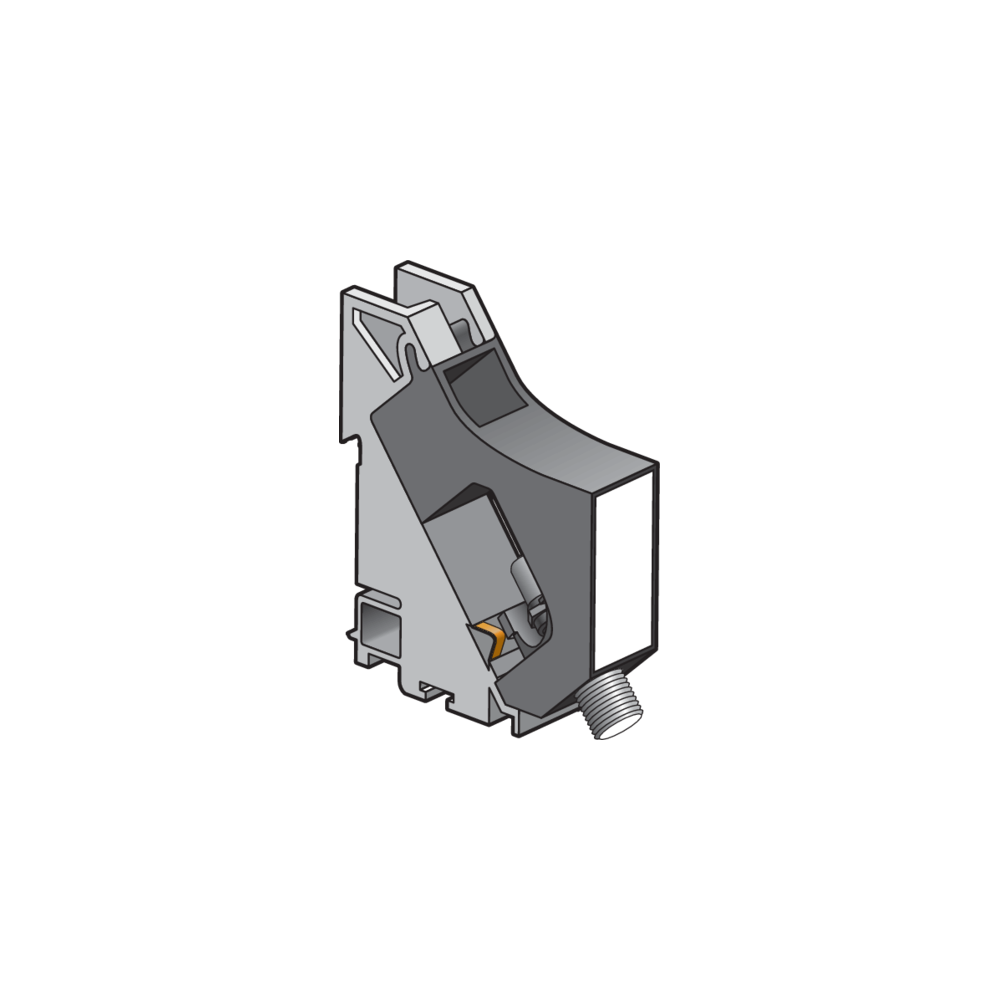 Module rail DIN avec connecteur coaxial de type F pour montage central d’une prise coaxiale avec câble RG59 dans l’armoire de connexion