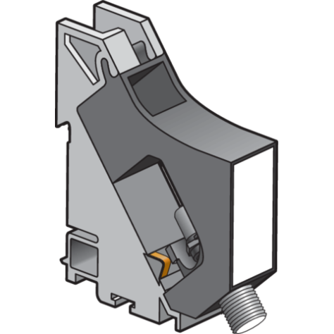 Module rail DIN avec connecteur coaxial de type F pour montage central d’une prise coaxiale avec câble RG6 dans l’armoire de connexion