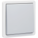 Bouton-poussoir simple non éclairable, étanche aux projections d’eau 10 A/250 Vac, avec 4 bornes de raccordement et un contact N.O. ou N.F., avec bornes à connexion rapide, couleur gris