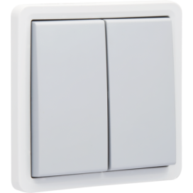 Bouton-poussoir double non éclairable, étanche aux projections d’eau 10 A/250 Vac, avec deux contacts N.O. ou N.F., avec bornes à connexion rapide, couleur gris