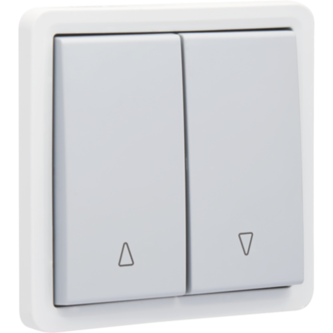 Bouton-poussoir pour volets, étanche aux projections d’eau 10 A/250 Vac, avec verrouillage mécanique et verrouillage électrique, avec bornes à connexion rapide, couleur gris