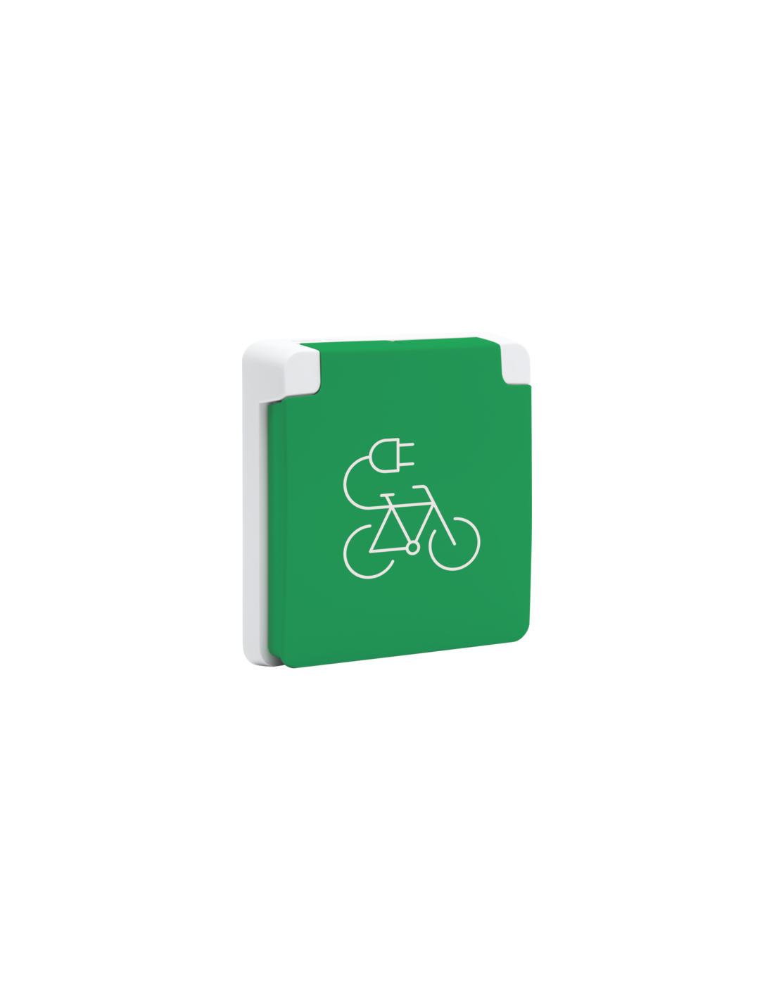Borne de recharge pour vélos étanche aux projections d'eau 16 A/250 Vac avec broche de terre, obturateurs de protection et avec bornes à vis, couleur gris