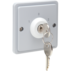 Interrupteur à clé étanche aux projections d'eau 10 A avec bornes à vis, couleur gris