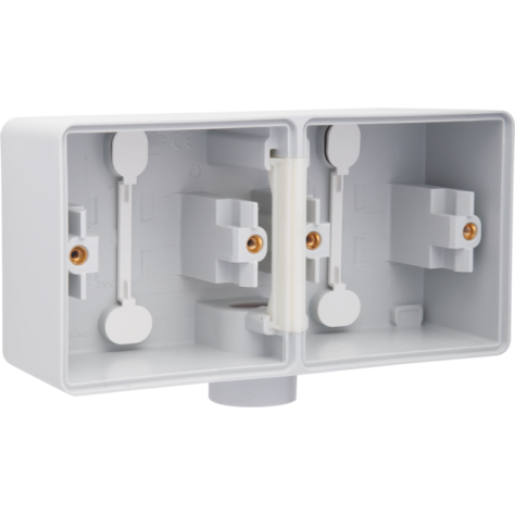 Boîte en saillie double horizontal étanche aux projections d'eau avec une entrée M20 pour deux fonctions, couleur gris