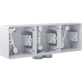 Triple boîte en saillie horizontal étanche aux projections d'eau avec une entrée M20 double pour trois fonctions, couleur gris