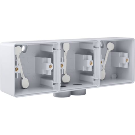 Triple boîte en saillie horizontal étanche aux projections d'eau avec une entrée M20 double pour trois fonctions, couleur gris