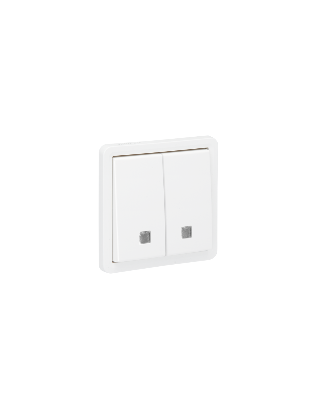Bouton-poussoir double éclairable, étanche aux projections d’eau 10 A/250 Vac, avec deux contacts N.O. ou N.F., avec bornes à connexion rapide, couleur blanc