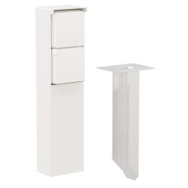 Borne de jardin étanche aux projections d'eau avec deux prises de courant, broche de terre et piquet, couleur blanc