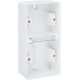 Boîte en saillie double vertical étanche aux projections d'eau avec deux entrées souples simples pour deux fonctions, couleur blanc