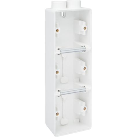 Triple boîte en saillie vertical étanche aux projections d'eau avec une entrée M20 double pour trois fonctions, couleur blanc