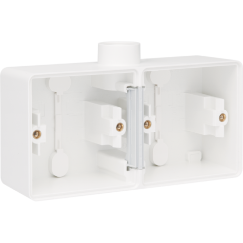 Boîte en saillie double horizontal étanche aux projections d'eau avec une entrée M20 pour deux fonctions, couleur blanc