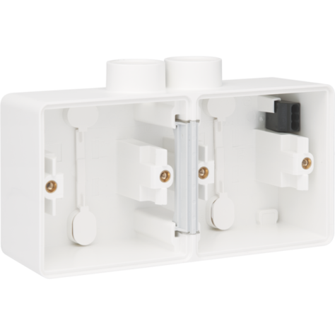 Boîte en saillie double horizontal étanche aux projections d'eau avec une entrée M20 double pour deux fonctions, couleur blanc