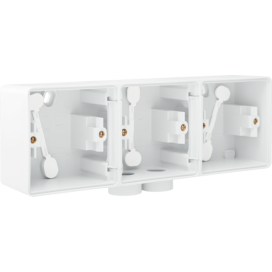Triple boîte en saillie horizontal étanche aux projections d'eau avec une entrée M20 double pour trois fonctions, couleur blanc
