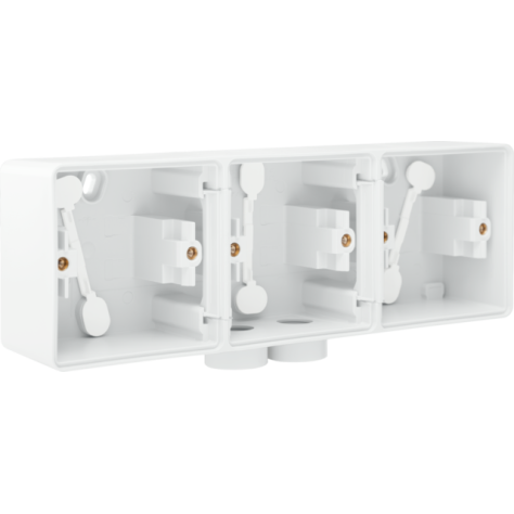 Triple boîte en saillie horizontal étanche aux projections d'eau avec une entrée M20 double pour trois fonctions, couleur blanc
